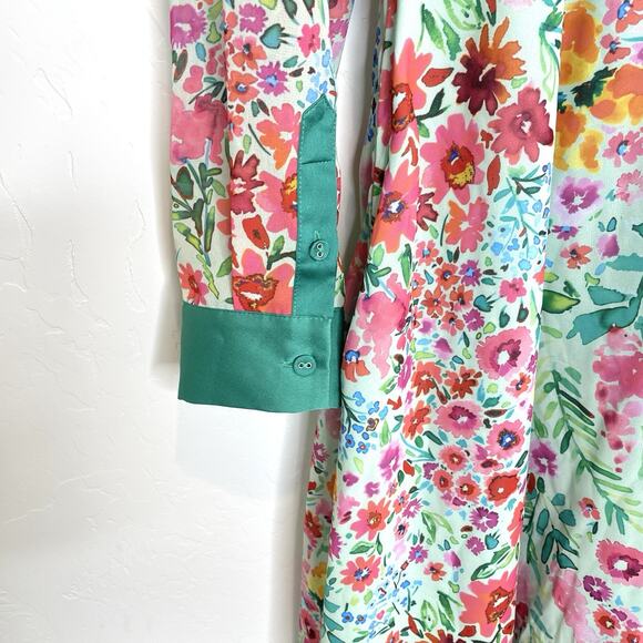 ModCloth Peter Pan Collar Fit & Flare Floral Garden Dress Womens Small Green - Picture 6 of 7